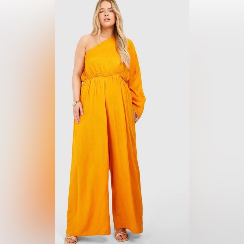 Boohoo Plus Flare Sleeve Cheesecloth Jumpsuit